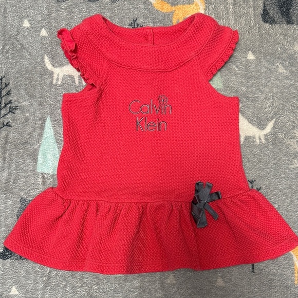 Calvin Klein - Vibrant Pink Baby Dress with Bow. - Picture 1 of 5